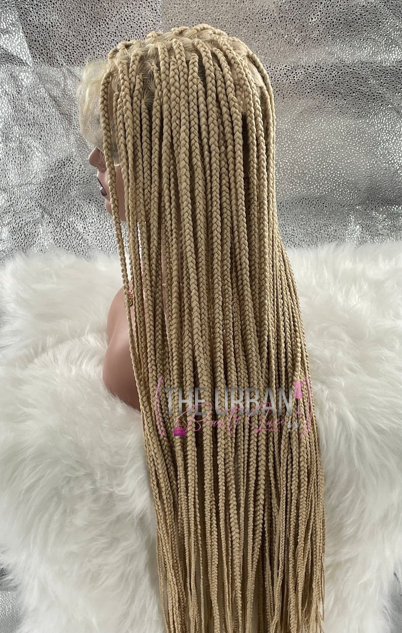 Handmade Blonde Box Braids Full Lace Wig