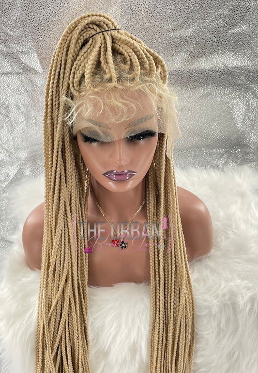 Handmade Blonde Box Braids Full Lace Wig