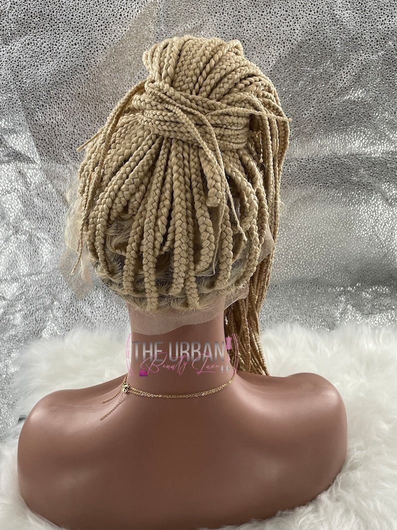 Handmade Blonde Box Braids Full Lace Wig